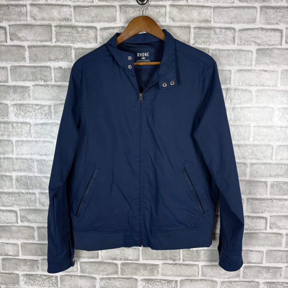 Rhone Commuter Bomber Jacket Navy Blue Mens Medium Full Zip Stretch 101270